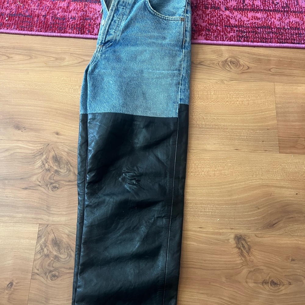 Two-Tone Denim and Leather Pants Agolde - size 24